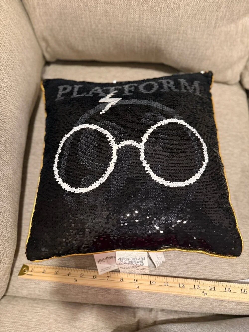 Harry Potter Platform 9 3/4 Reversible Sequin Throw Pillow Spectacles Cushion